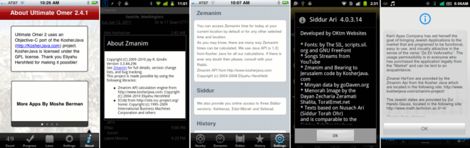 Mobile apps using Kosher Java Zmanim API